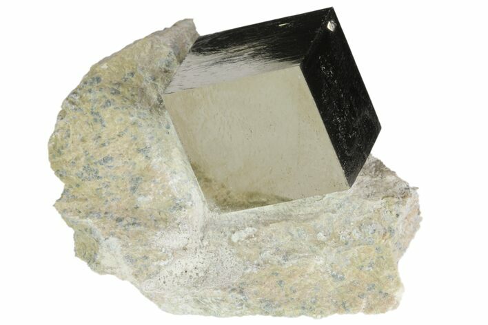 Natural Pyrite Cube In Rock From Spain #82105